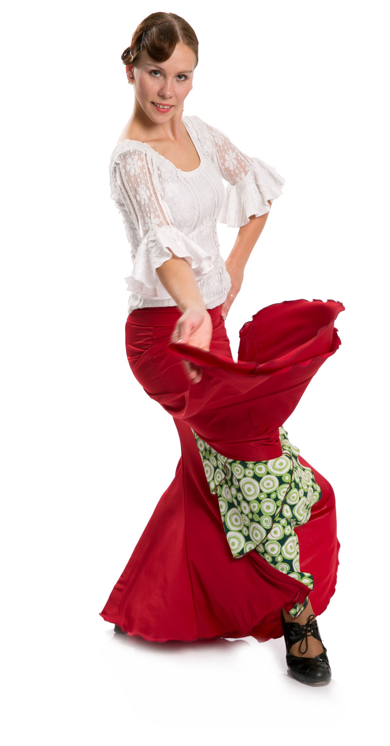 Flamenco dancing skirt with 3 godets - El rocio Flamenco dance