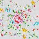 White silk shawl 120 x 120 with handmade embroideries