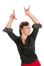 Flamenco dance blouse black with white dots