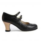 Flamenco dance Shoe Dos Correas Black Leather