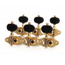 Guitar tuning machines, solid brass, black buttons