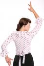Flamenco dance top white with red dots